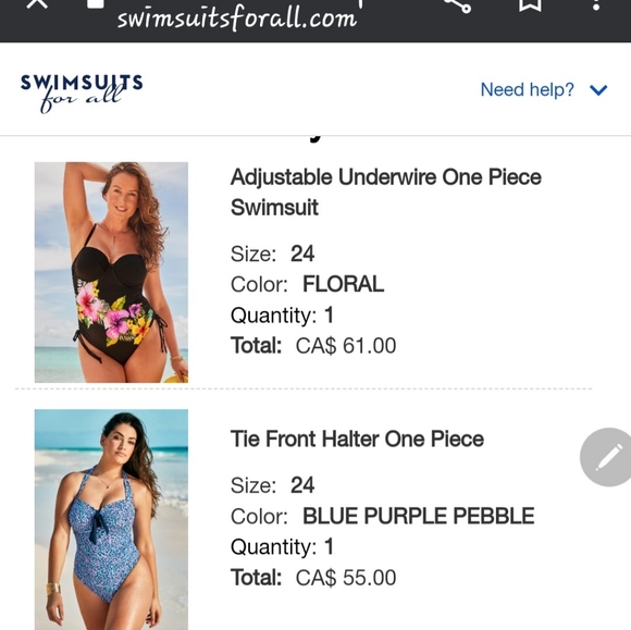 Shades of blue/purple Swim Suit - Swimsuits For All - size 24 - Picture 4 of 5